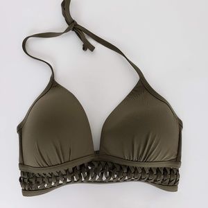 Kenneth Cole Olive Green Triangle Bikini Top